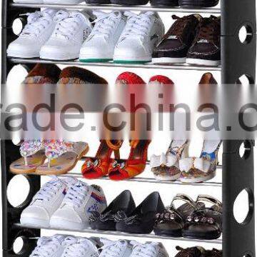 Store More Black Stackable Adjustable Plastic Shoe Shelf photo-2