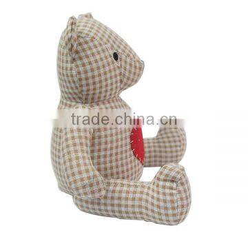 Store More Bear Checkd Cloth Sand Stuffed Cotton Animal Door Stopper photo-3