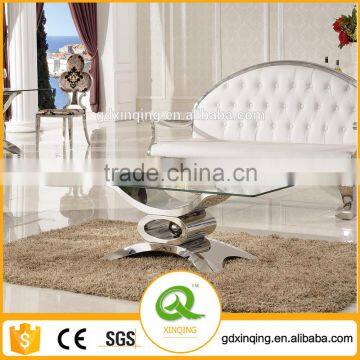 Tempered Glass Stainless Steel Modern Glass Coffee Table C346