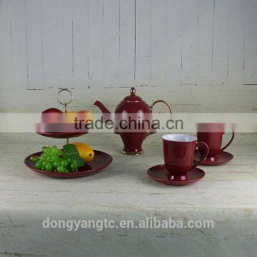 Custom design ceramic teapot cup saucer chinese style tea set for gift