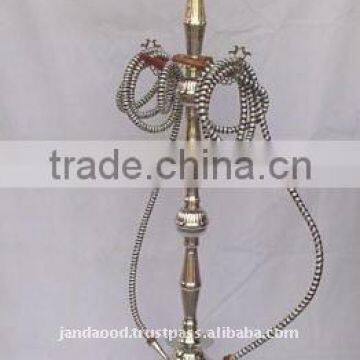Tall Arabic style Hookah made in solid brass with mirror polish and two out let