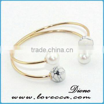 Turquoise Fashion White and Green Color Alloy Cuff Wire Bangle photo-5