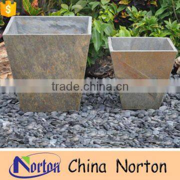 Antique white marble square gardening flowerpot NTMF - FP012L