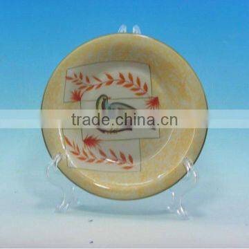 USA round colorful ceramic plate for dessert porcelain plate