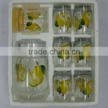 JK002 8pcs glass drinking set with printing