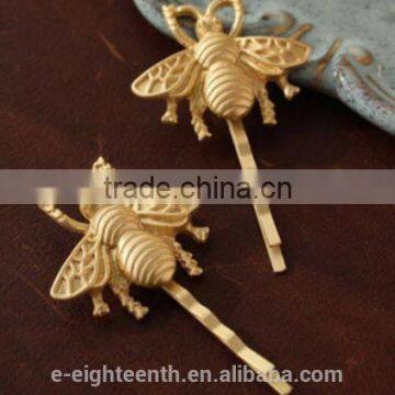 Fashion Gold Tone Bee Hairpin Side Clip Hair Accessories Hair Clip Hairpin For Women photo-3