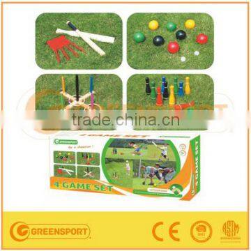 4 game set GSWG4 BOWLING WOODENBOCCE BASEBALL AND CRICKET RING TOSS