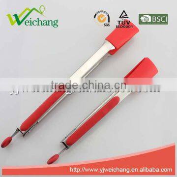 WCK04 Premium Comfort Stainless Steel Locking oblong Food Tong with Silicone Heads, Good Grip