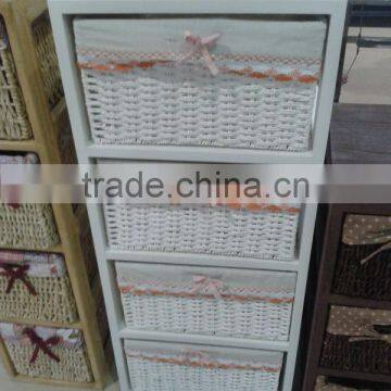 heze kaixin popular storage cabinet with natural wicker baskets