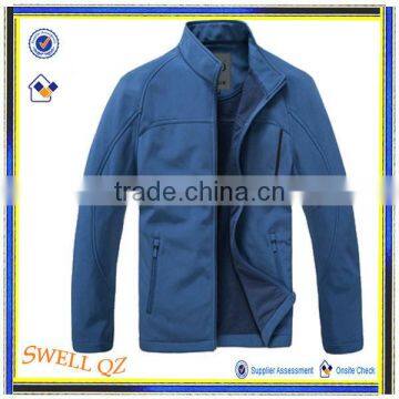 Men blue outdoor softshell jacket custom design