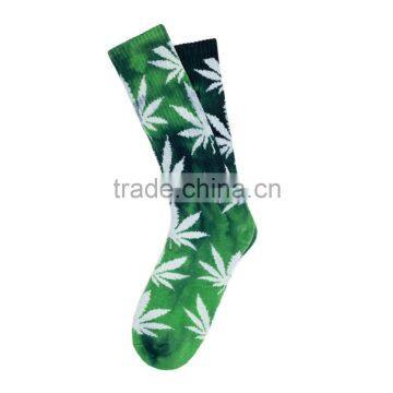 Basic Mens Cushion Weed Plant Life Leaf tie dye color socks