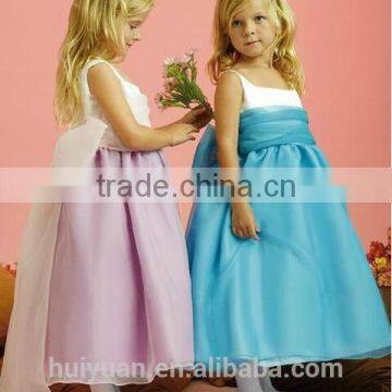 hot sell baby gown off shoulder flower girl dress blue