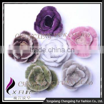 CX-A-38 2016 Cheap Wholesale Bulk Flower Brooch Pin, Latest Fashion Rex Rabbit Fur Pin Brooch