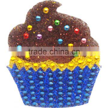 High Quality Cartoon Cake Happy Birthday Rhinestone/Acrylic /Gem Stone Glitter Sticker Wall Decals DIY photo-4
