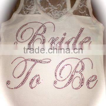 Fashion Wedding Rhinestone Bride Entourage Cotton Lace Tank Tops Wholesaler photo-6