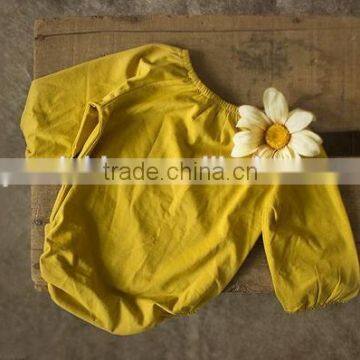 0-24M Baby Clothes Wholesale Toddler Plain Yellow Jumpsuit Baby Girls Cotton Long Sleeve Romper