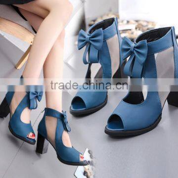 Zm50269b 2017 Spring and Summer New Style Lady Chunky Heels Sandal Bowknot Sandals Shoes Women photo-2
