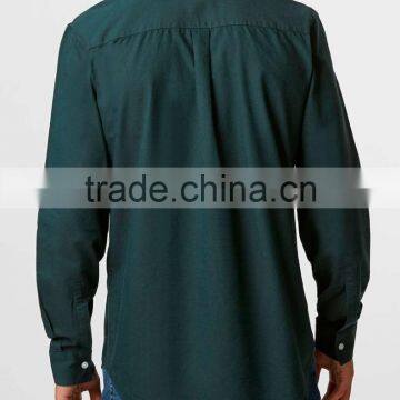 Dark Green Oxford Long Sleeve Casual Shirt photo-3
