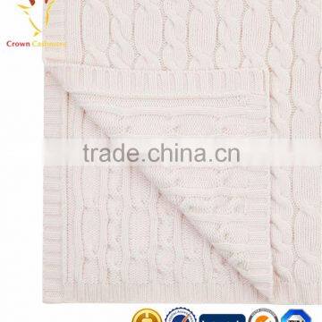 High Quality Cable Knitted Cashmere Baby Blanket photo-4