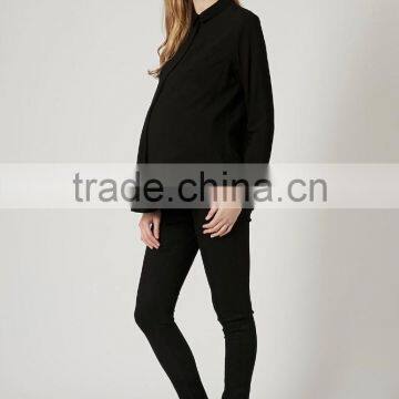 Women's Black Daily Shirt Plain Maternity Blouse T-shirts photo-2