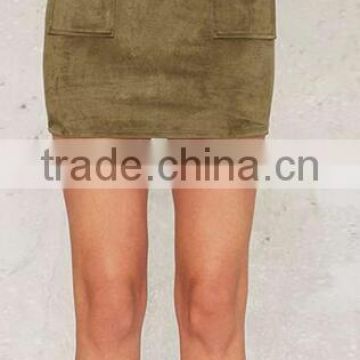 Runwaylover EY2201D New Style 2017 Women Fashion High Waist Suede Skirt