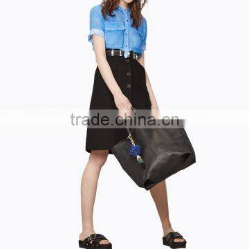 2016 Latest Fashion Mini Skirts Oem Chiffon Women Black Short Skirt photo-3