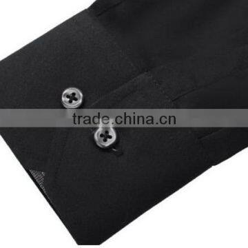 The Latest 100% Cotton Slim Fit Black Dress Shirt for Men With Peaked Collar photo-3