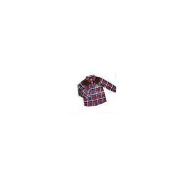 Red And Blue Custom Casual Cotton Kids Plaid Shirt  for Toddler , Long Sleeve Check Shirts