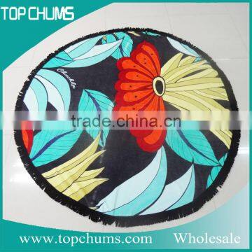 2016 wholesale small moq excellent floral cotton round beach towels softtextile