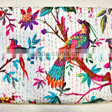 Old vintage hanhmade quilts - Bird Kantha Antique Kantha Quilts for New Year Gift