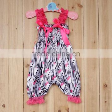 Latest fashion flower baby girls jumpsuit lace sleeveless baby romper jumpsuit