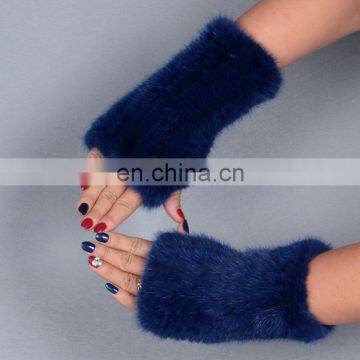 Winter knitted mink fur women gloves for girls wholesale