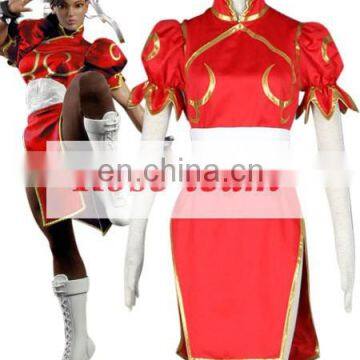 Rose-team Fantasia Anime Cosplay Lolita Made Street Fighter Chun-Li Red