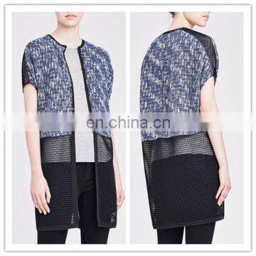 Fashion women tweed jacket/ladies fashion short sleeve women jacket