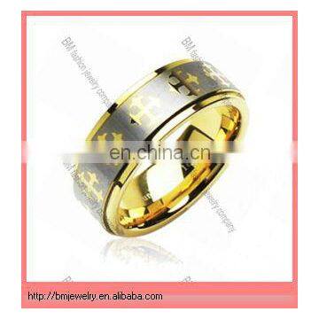 stainless steel finger rings with cross in golden for men jewelry