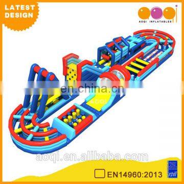 2015 AOQI latest design giant amusement park inflatable combination obstacle course for sale