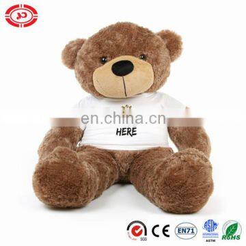 Bear with T-shirt giant plush fluffy huggable brown Teddy bear toy