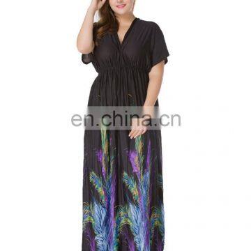 5024# Elegant Fashion Summer Long Floral Printed Maxi Dresses Casual Beach Lady Bohemian Dress Boho Style Sundress Plus Size photo-4