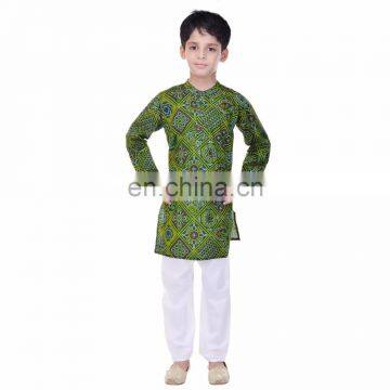 Soundarya new stylish casual printed cotton ethnic wear kurta pajama set for boys