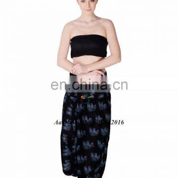 Indian Dance Jumpsuit Yoga Elephant Print Hippie Blue Harem Pant Aakriti Gallery