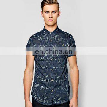 latest fashion floral prints polyester&cotton best quality shirts for men