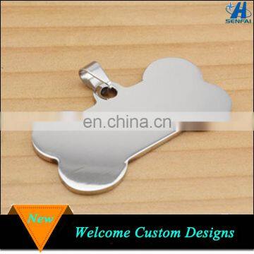 China supplier zinc alloy metal custom stamping bone shape blank dog id tag for dog accessories