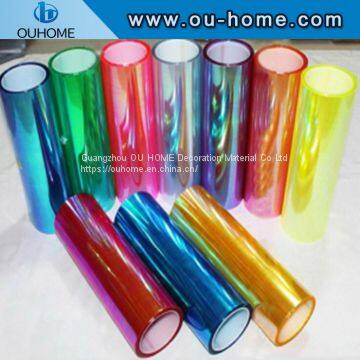 BT213 Pvc Transparent Holographic Composite Orange Rainbow Film photo-3