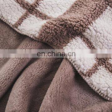 Wholesale Luxury Thick Double Layer Bonded Custom Printed Sherpa Blanket With Flannel Lined photo-3