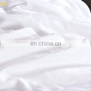 New arrival hot sell luxury hotel use 100% cotton white 1cm satin stripe jacquard bed linen bedding set with factory price