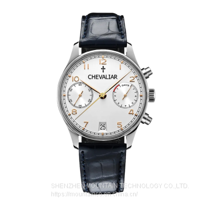 Stainless Steel Multi-function Watches Genuine Leather Fashion Man Chronograph Watch photo-2