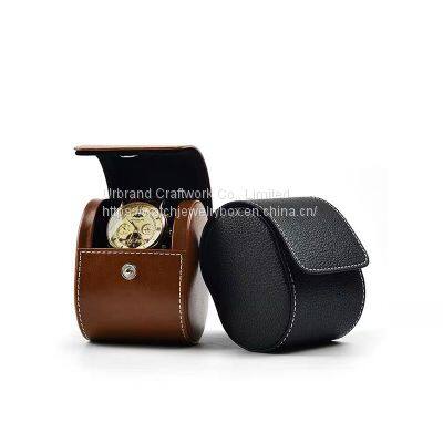 New high-grade PU leather snap on portable single travel watch  packing box storage bag