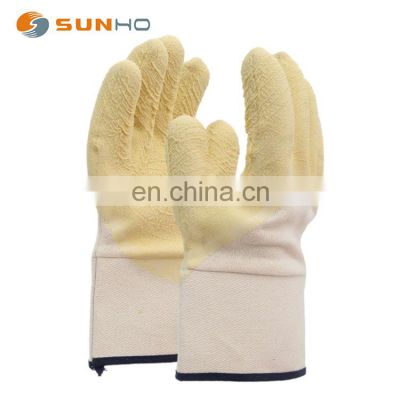 latex gloves wholesale work gloves safety construction for work Yellow butyl latex wrinkled safety sleeve