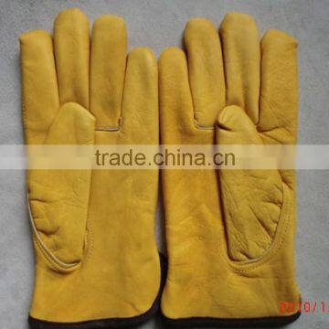 AB grade cow grain leather winter driver's gloves / car driving gloves&safety gloves with full linning