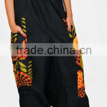 Indian Women's Black Color Stylish Printed Side Pockets Harem Pants Tousers